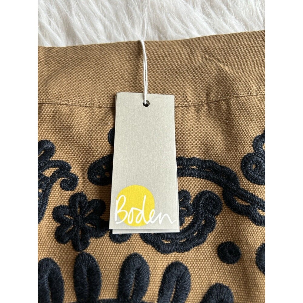 BODEN Women’s Size 10 Camel Brown Embroidered Mini Skirt NWT W/Pockets - Picture 7 of 15